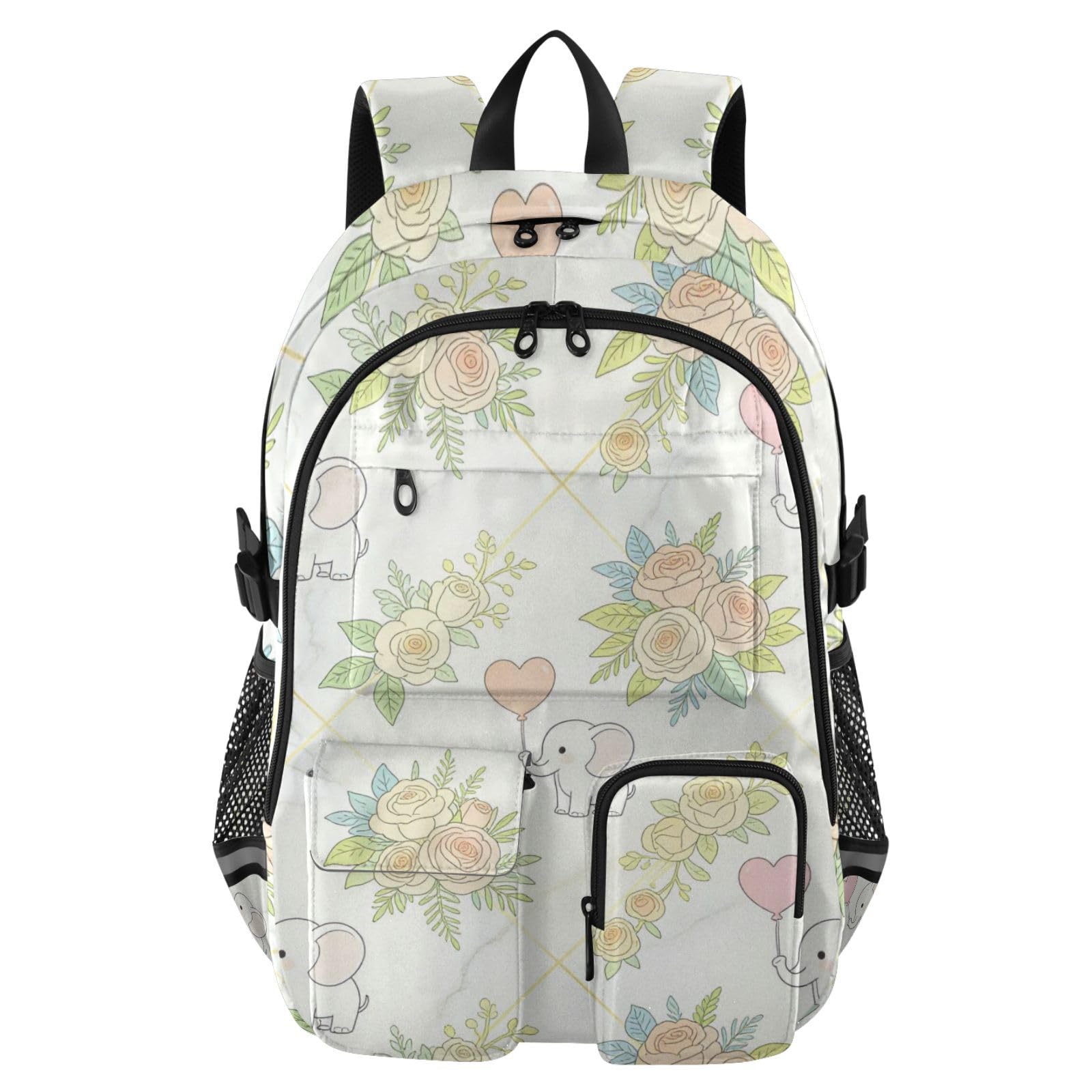 Mochila de viaje juvenil con elefantes para escuela universitaria y apuntes 8