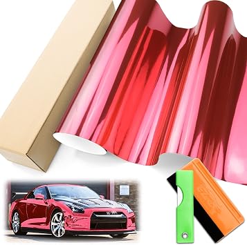 JDMBESTBOY 1FTx5FT Supercast Chrome Rose Red Car Vinyl Wrap Decal Sticker Air Release DIY