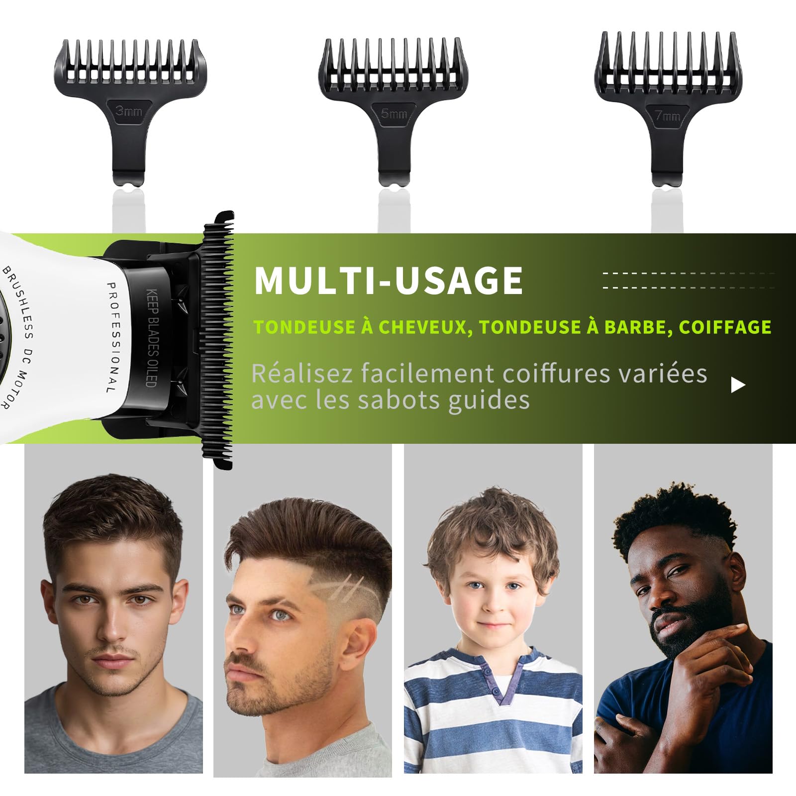 KEMEI 1595 Tondeuse Cheveux Professionnelle Homme, Jaune