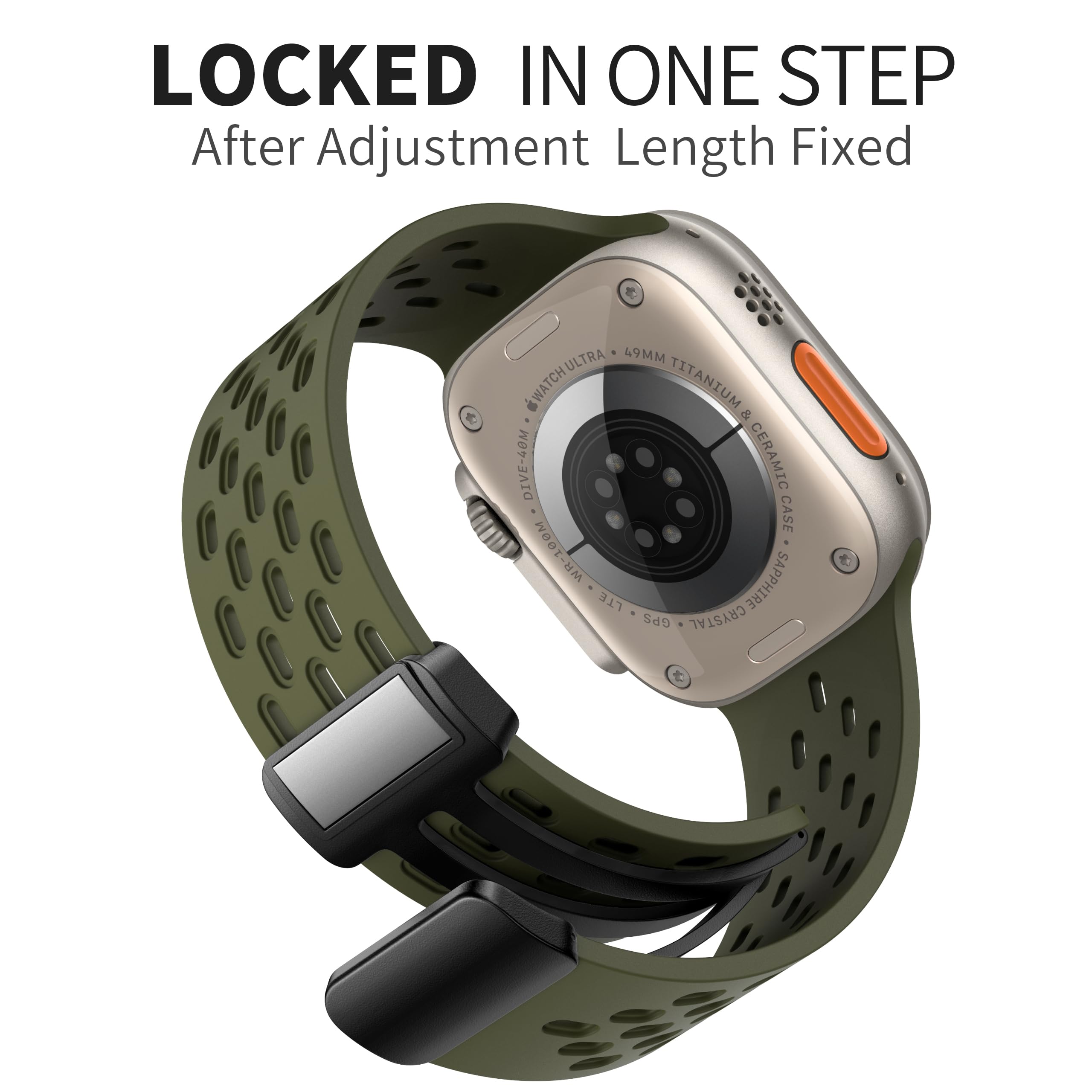 Magnetic Anti Sweat Sport Band/Strap for Apple Watch, Waterproof Breathable Silicone Correas. Para Compatible with iWatch Ultra SE Series 10/9/8/7/6/5/4/3/2/1,For Women Men, 42mm 44mm 45mm 46mm 49mm