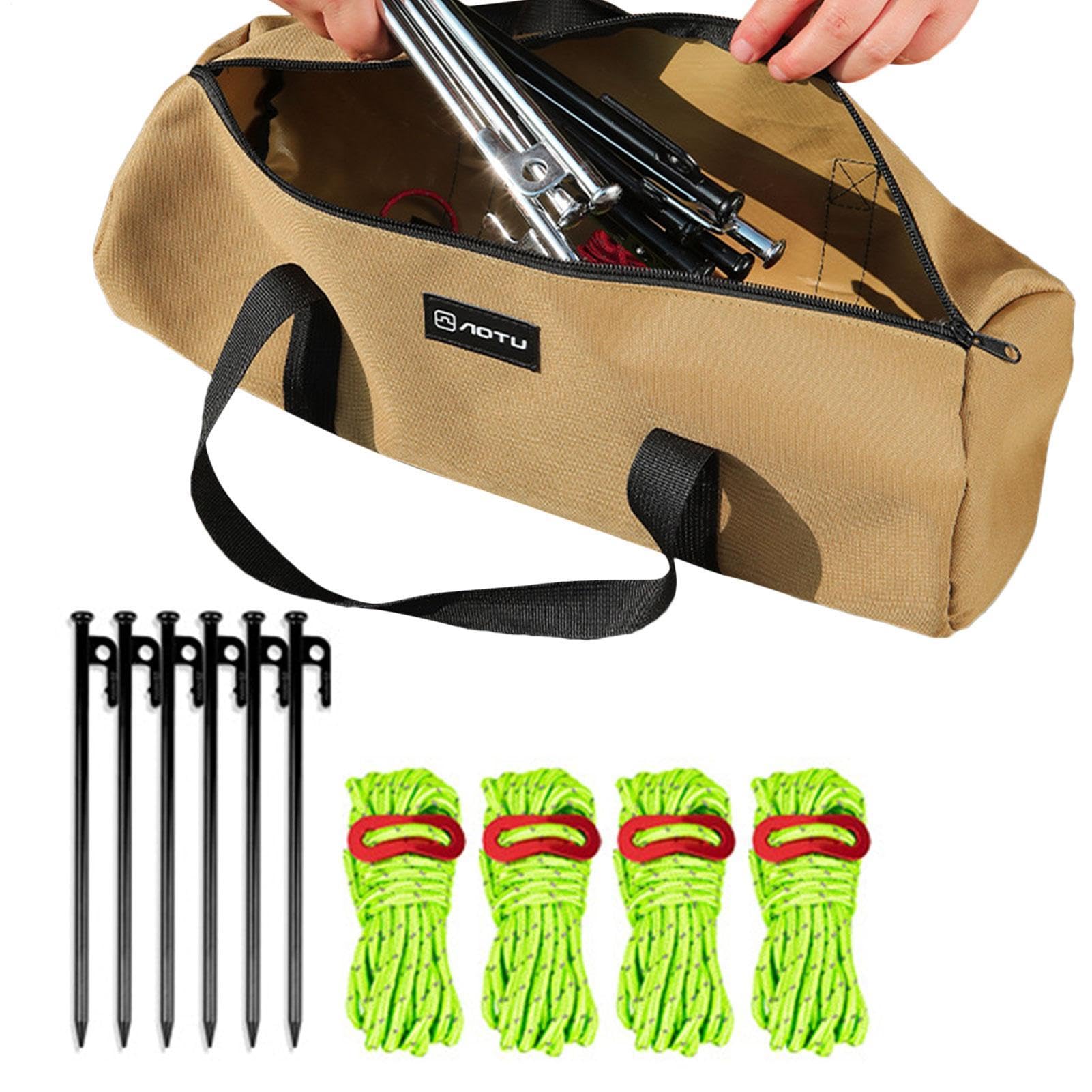 Kit Sardines Tente Pochette Portable pour Outils, Piquets De Tente, Clous