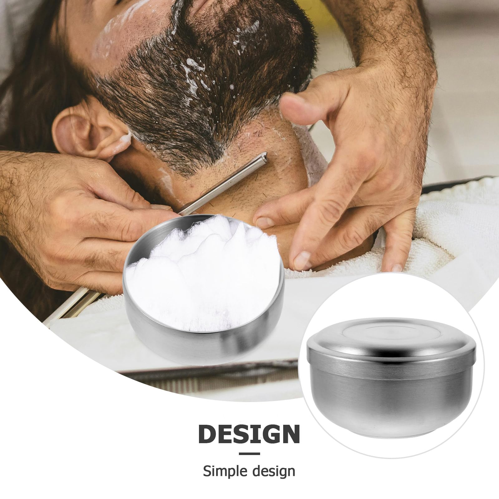Milisten à raser en acier inoxydable Crème avec couvercle pour la maison et la salle de bain Argenté