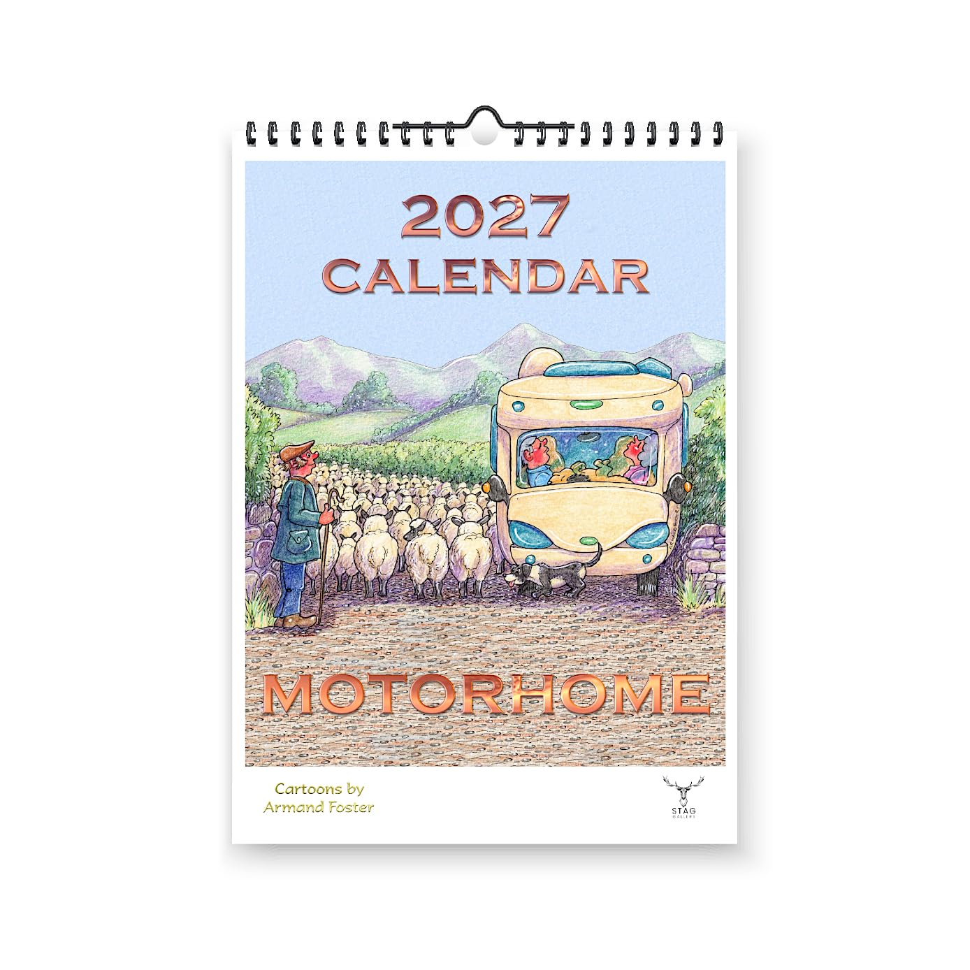 Motorhome Humour Cartoon Funny 2027 Yearly Wall Hanging Calendar - Cartoons by Armand Foster