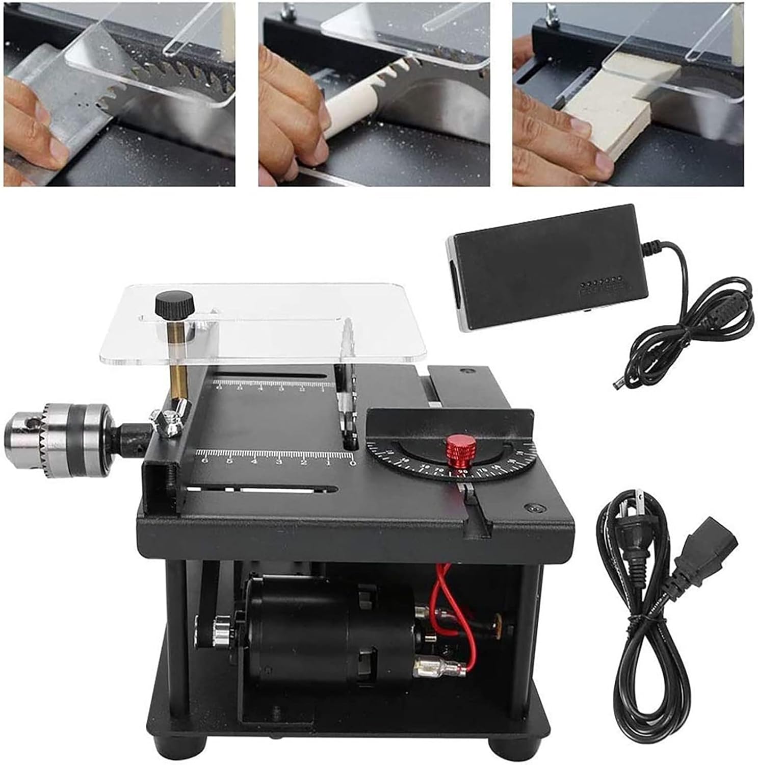 Portable Mini Table Saw for Woodworking, Adjustable 7-Speed Multifunctional DIY Cutting Tool, 0-90° Angle, 1.3in Depth, Ideal for Precision Projects