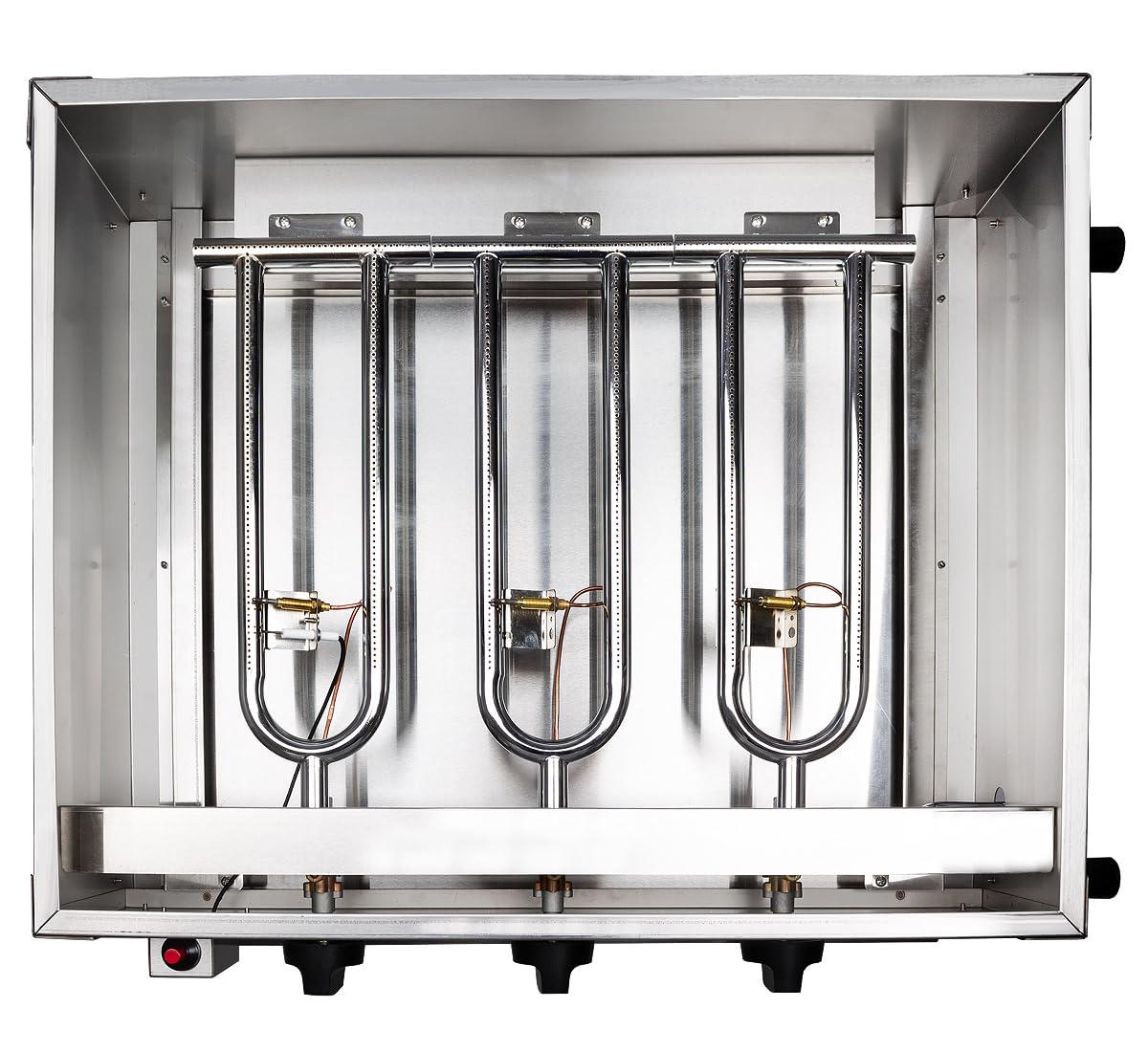 Beeketal 'GGB-1' Profi Gastrobräter Gasgrill mit emaillierter Stahlpfanne, 3-flammig, Piezo Zünder, 3 x Gasregler stufenlos, Gasbräter inkl. emaillierter Stahlpfanne, Gasschlauch und Druckminderer