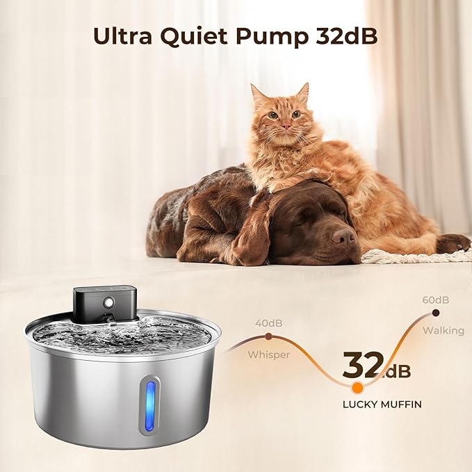 Fuente de Agua Inalámbrica para Mascotas Acero Inoxidable 3.2L miniatura 3