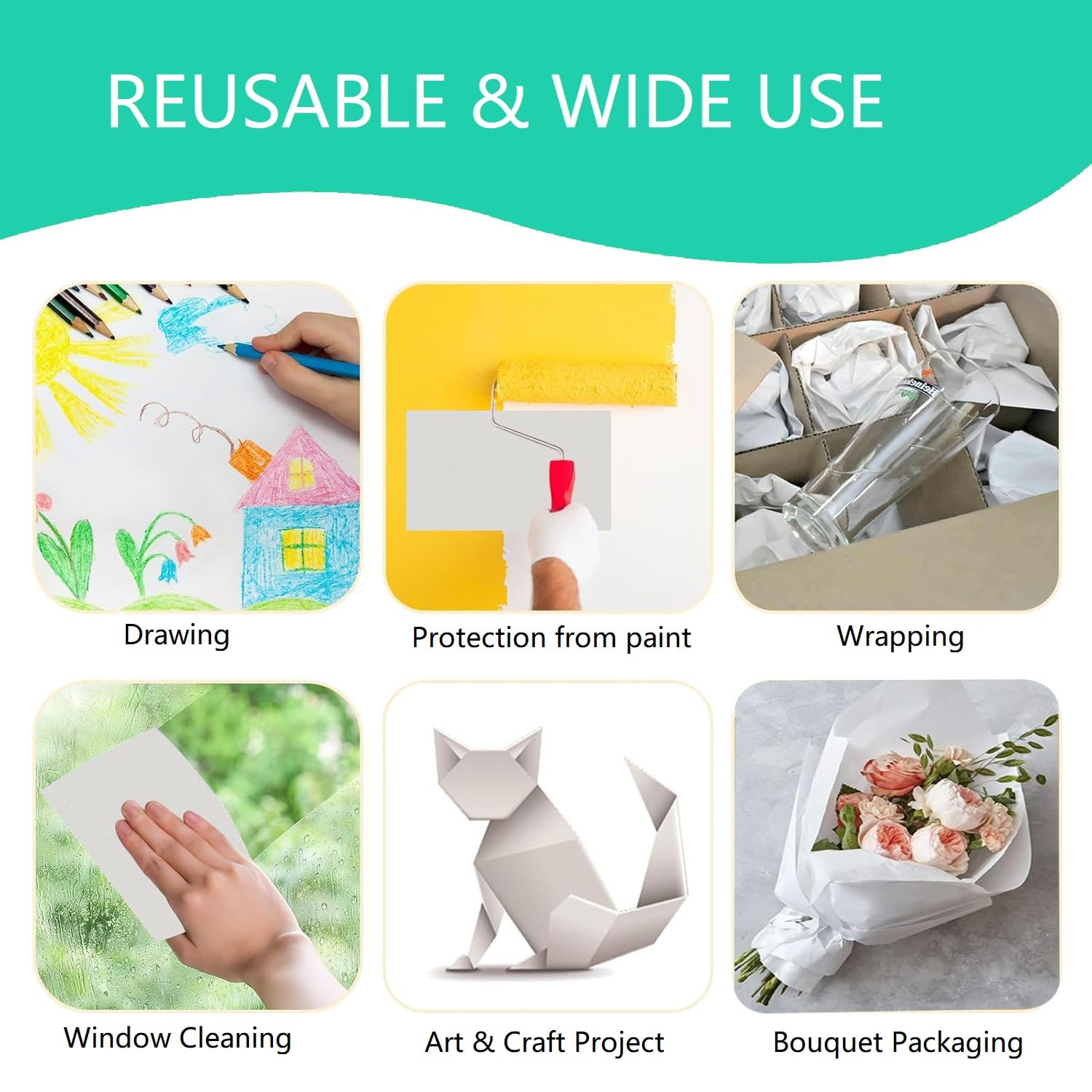 200 weiße Zeitungsreste A1 große Packpapierbögen für Umzüge, 50 x 76 cm, Zeitungspapier zum Verpacken von Umzug, Versandbedarf, Verpacken zerbrechlicher Gegenstände, Geschenke, Kleidung, Kunst und