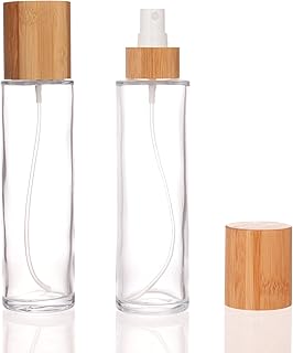 COSIDEA 12 pcs Empty 5oz /150ml bamboo lid clear glass spray bottle with fine mist despenser head for liquid perfume toile...