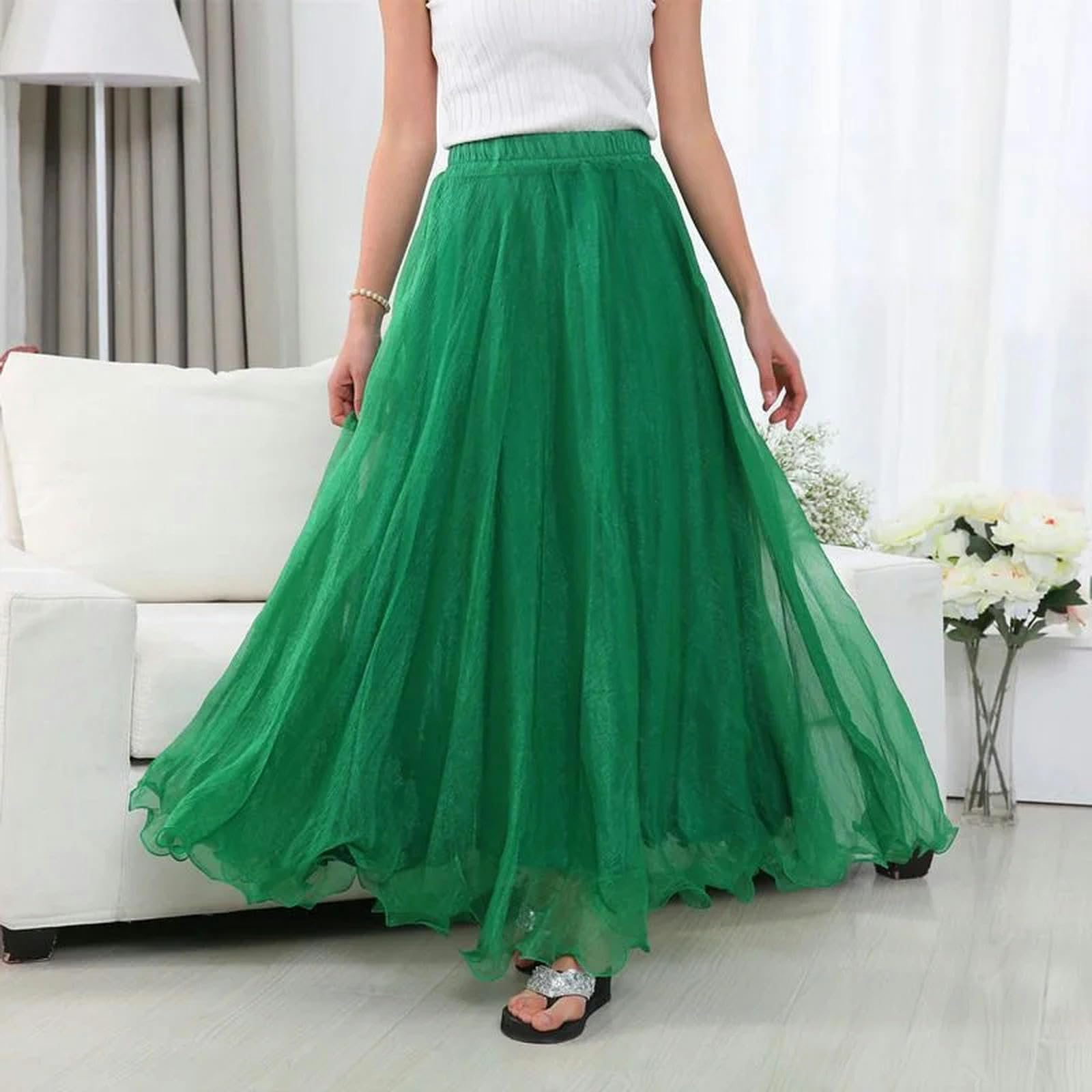 Gonna Lunga Donna Gonne Lunghe in Chiffon A Vita Elasticizzata da Donna Gonna Fluida