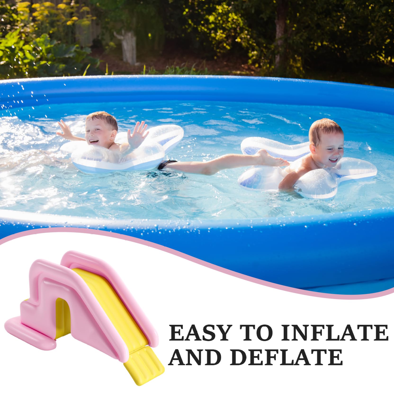 Aufblasbare Poolrutsche, 78, 7 x 33, 5 x 31, 5 Zoll PVC-Schwimmbadrutsche, breit mit Wasser befüllbar für draußen, drinnen, Hinterhof, Stil 2