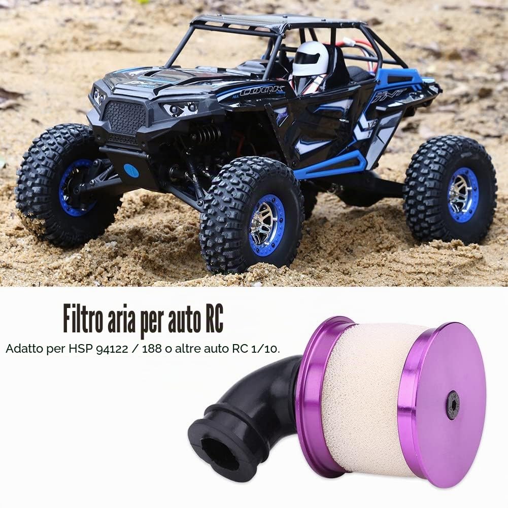 Filtro Aria RC, Filtro Aria con Cappuccio in Lega di Alluminio con Spugna Filtrante per Motore 1/8 Power Ricambi Motore RC Accessori Auto Modello(Purple)