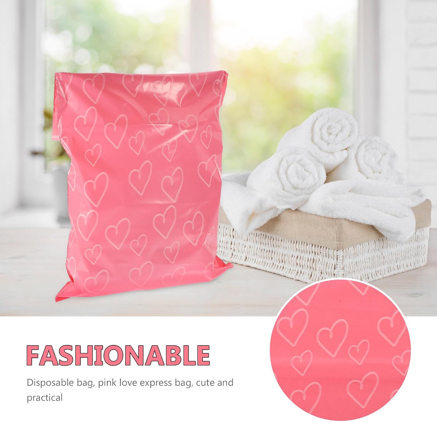 FELTECHELECTR 100pcs Pink Plastic Sanitary Disposal Bags for Menstrual Use