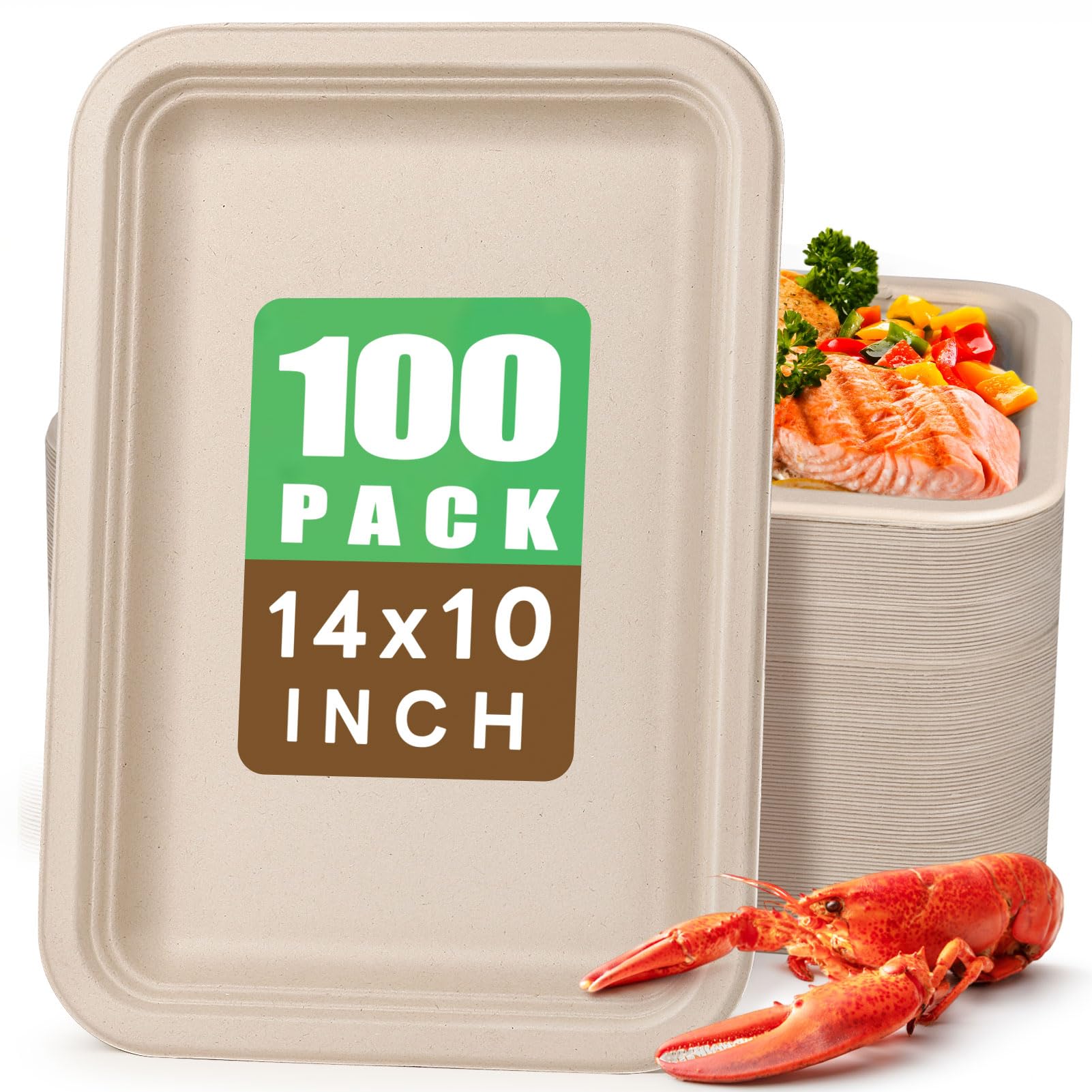Buy Gezond 50 Pack 14 Inch Disposable Food Trays Eco-friendly Heavy - View #5