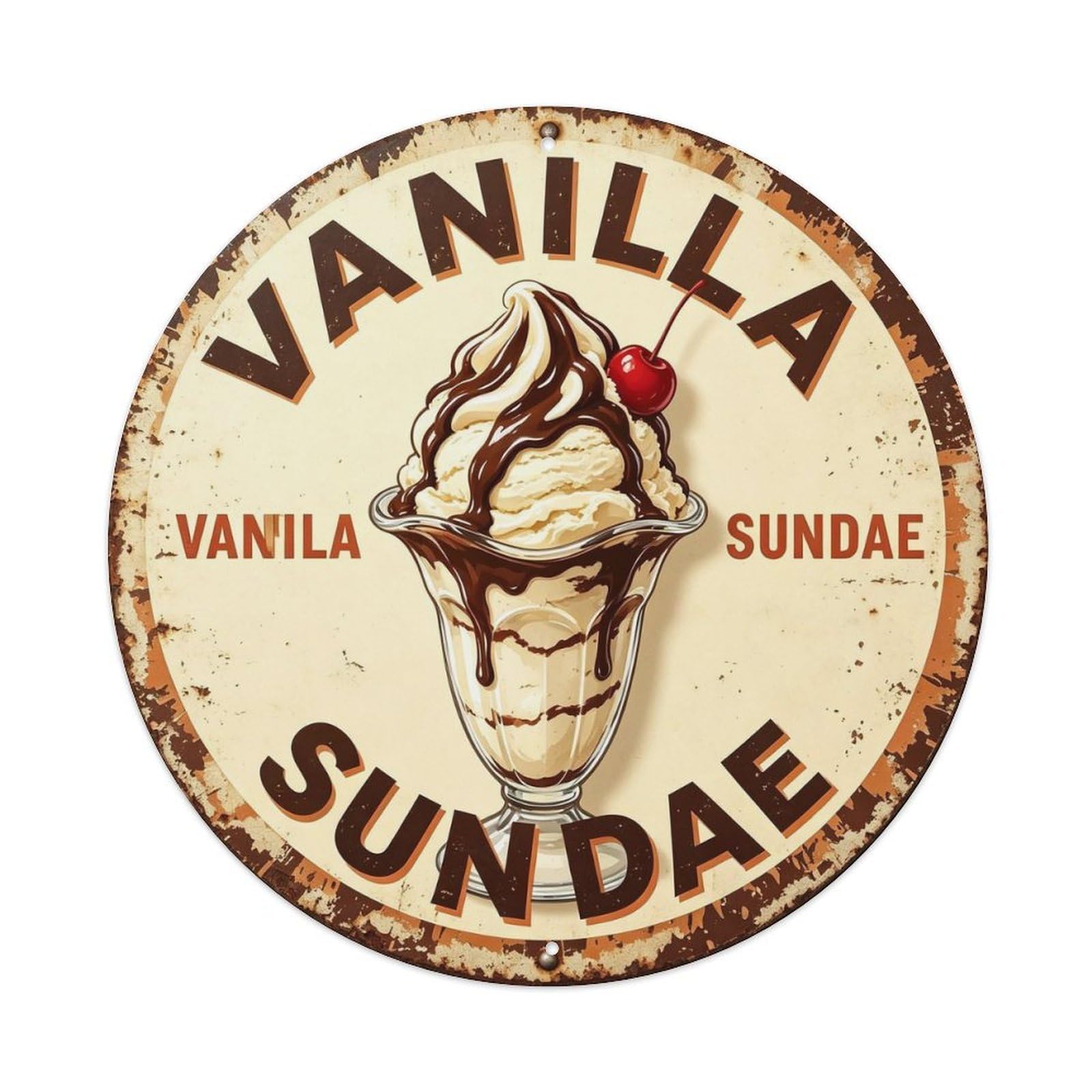 Vanilla Sundae Metal Tin Sign Plaque