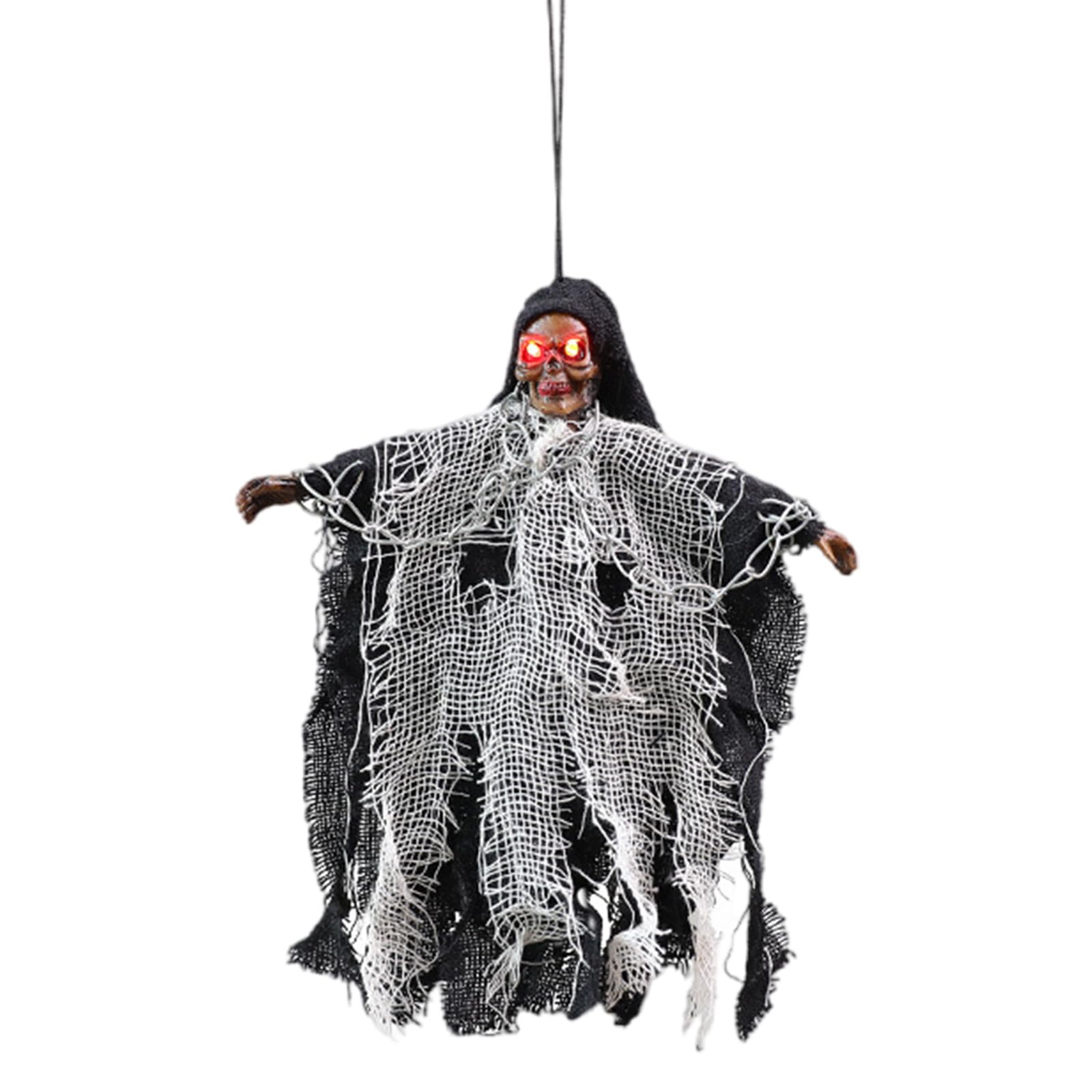 YPBEW Halloween Ghostly Witch Ceiling Decoration with Glowing LED Eye Skeleton Hanging Ornament for Garden Doorway Yard Broom Ornament