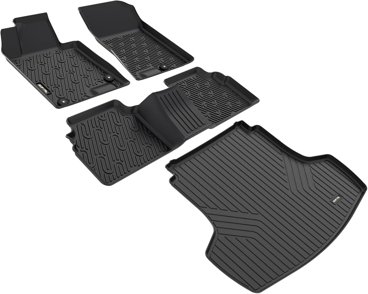 AIPOIL®TPE Floor Mats & Cargo Liner Custom for 2021-2025 Kia K5 (Only FWD Models) & 2020-2025 Hyundai Sonata (Include Hybrid) ?All Weather Protection?Full Set Automobile mats Accessories, Black