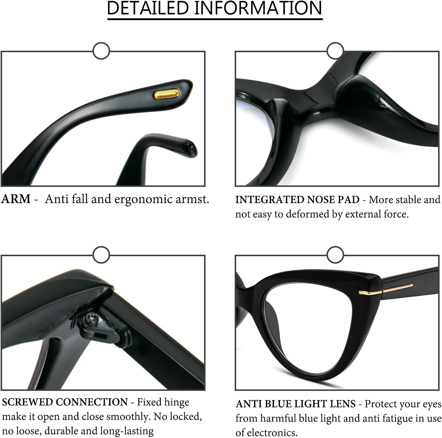 MMOWW Cat Eye Reading Glasses Fashion Cute Reader for Women - Image 5