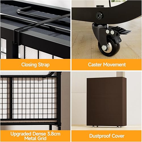 Miniatura 5 de Cama plegable de tamaño individual de 79 x 37 pulgadas para adultos con colchón de 5.2 pulgadas, resistente y portátil plegable sobre ruedas con