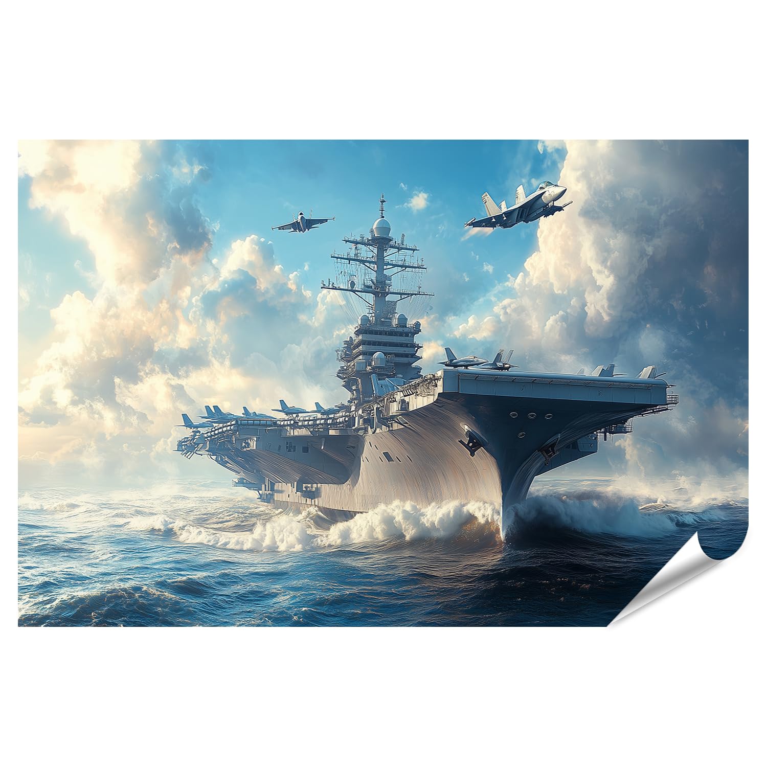 islandburner Prime XXL - Póster de portaaviones con aviones de combate en acción en mar abierto, imágenes de alta calidad, impresión fotográfica