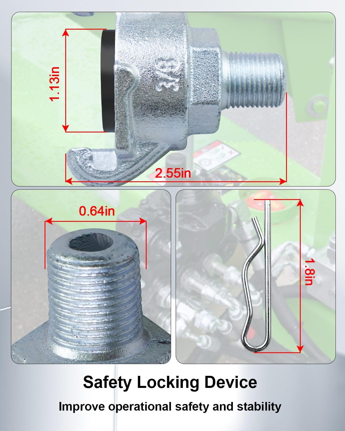 4 Pcs 3/8 Inch NPT Iron Air Hose Fitting, Universal Coupling with Male Fittings, with Safety Locks & Rubber Washers