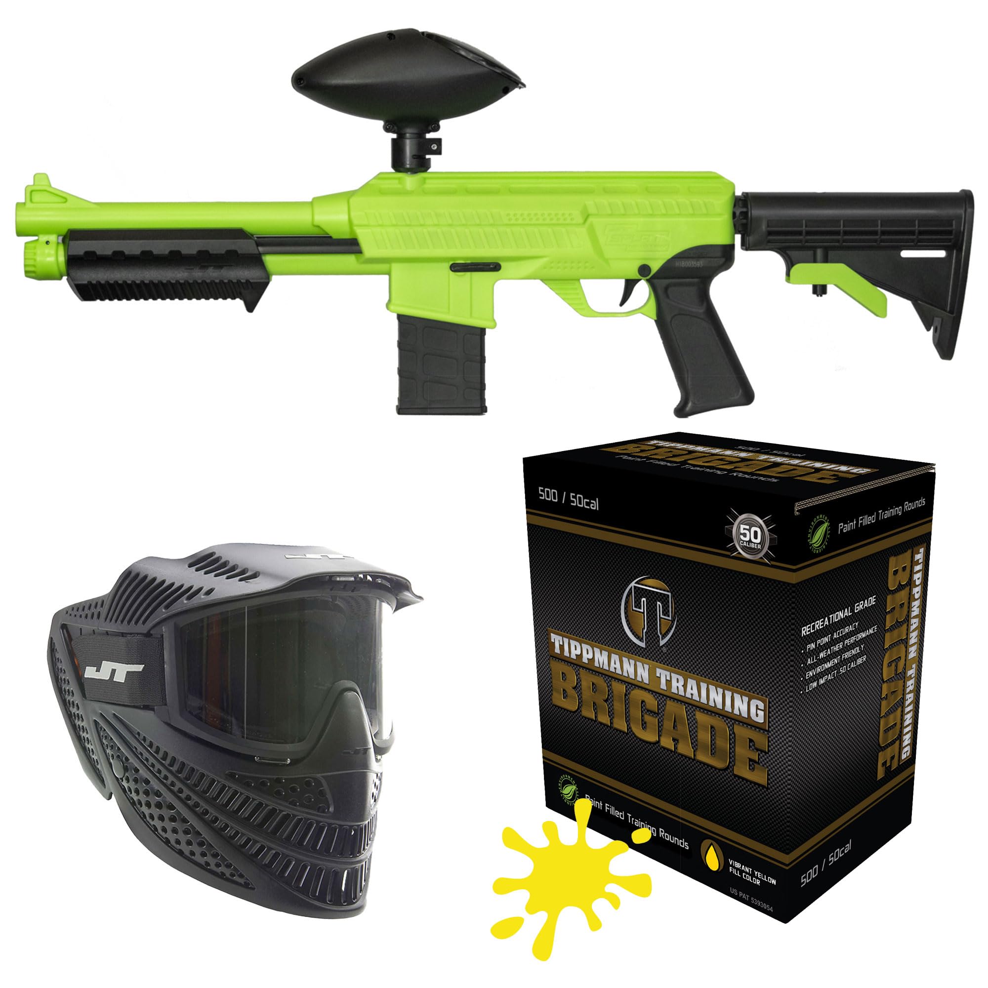 JT Splatmaster z18 50 Caliber Ready to Play Paintball Bundle with Mask, Hopper and 500ct Paintballs