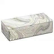 Glass Jewelry Box for Women, Girls Velvet Lined Jewelry Organizer Storage Case for Earrings, Rings, Bracelets, Perfect Birthday, Wedding & Christmas Gift (White Marble Pattern)