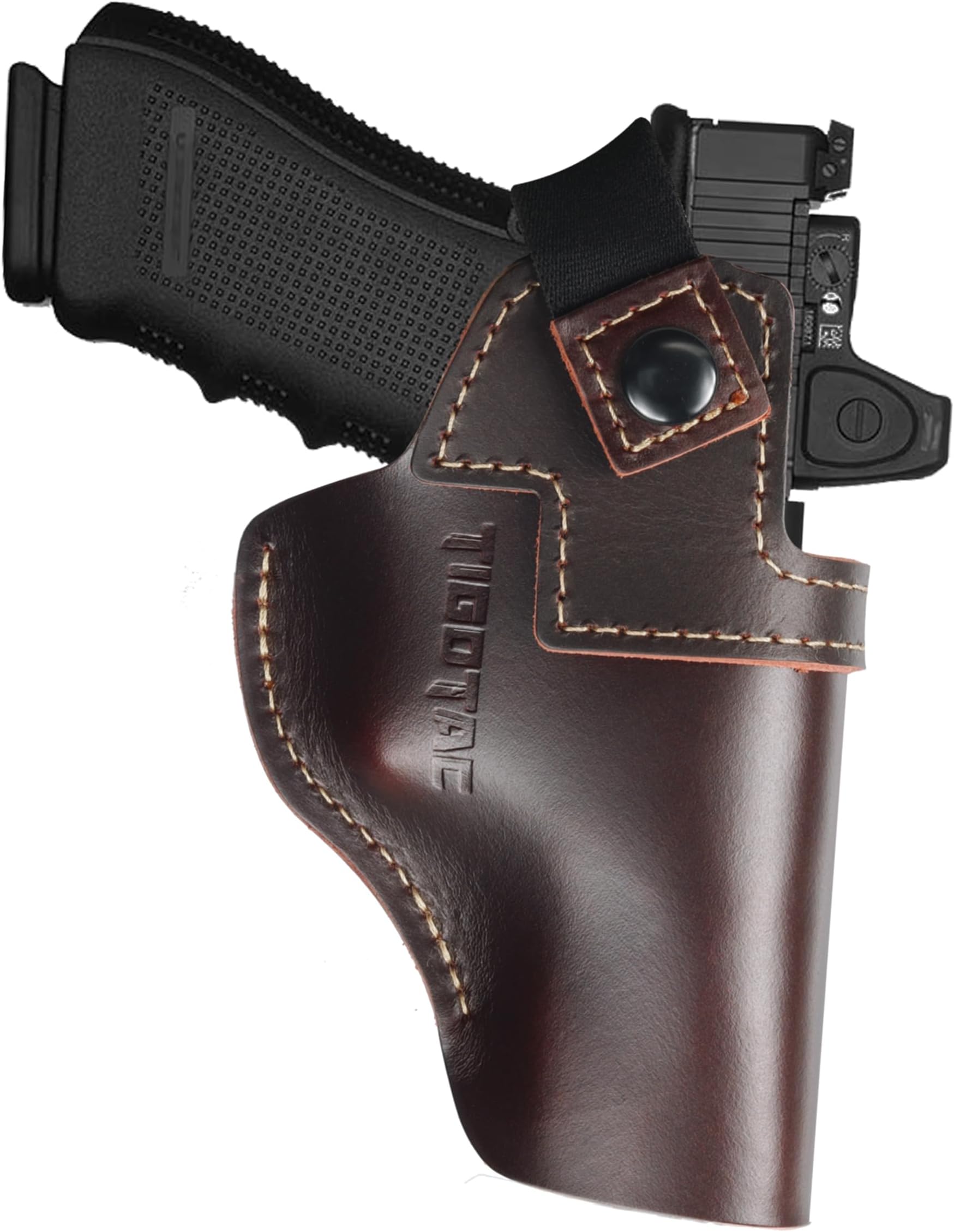 OWB Leather Holster - Optics Ready - fits Glock 17 19 43X / Taurus G2C G3 G3C / M&P 9mm .40 Shield for Sig P365 P220 / Springfield XDS Hellcat/Security 9/Max 9, Top-Grain Leather Outside The Belt