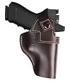 OWB Leather Holster - Optics Ready - fits Glock 17 19 43X / Taurus G2C G3 G3C / M&P 9mm .40 Shield for Sig P365 P220 / Springfield XDS Hellcat/Security 9/Max 9, Top-Grain Leather Outside The Belt