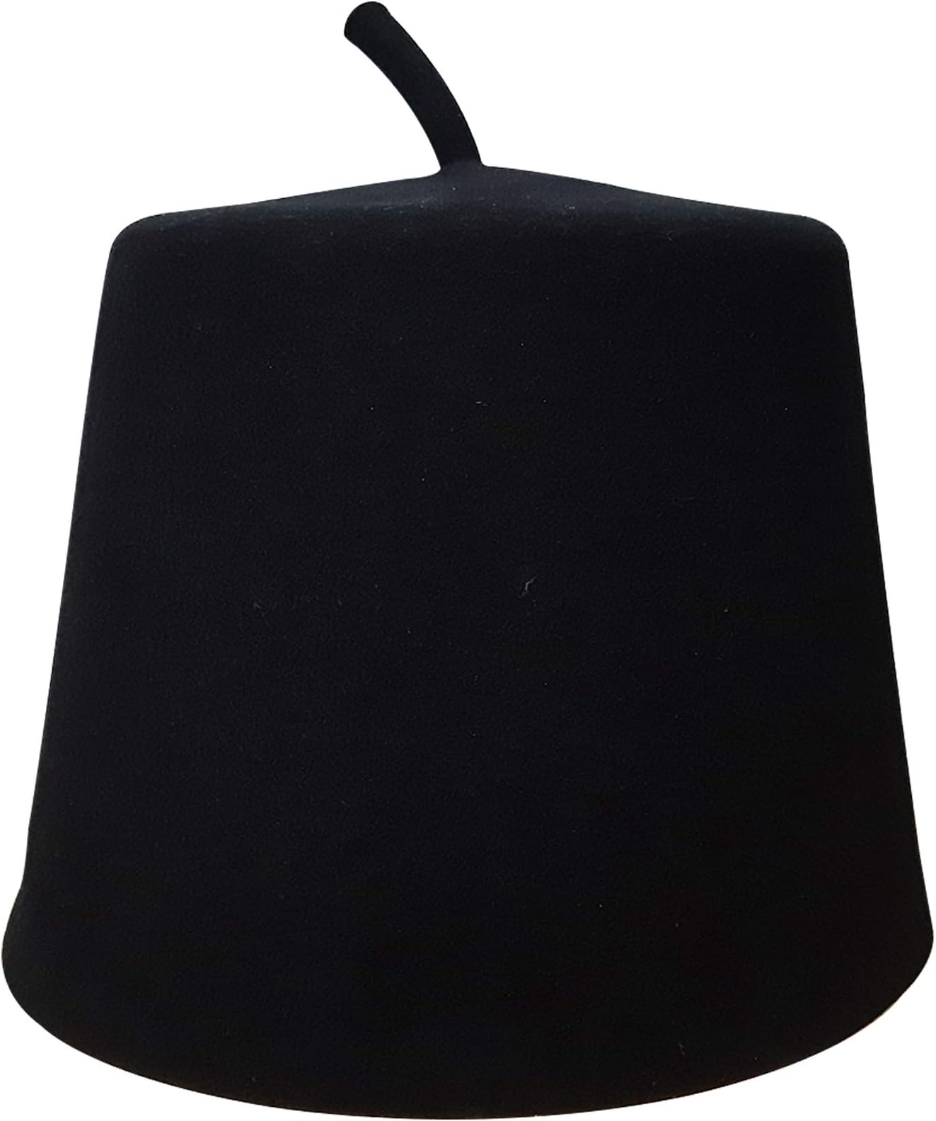 TheKufi Tall Black Traditional Fez Kufi Hat Australian Wool Felt Perforated Tarbush with Stem (XL)