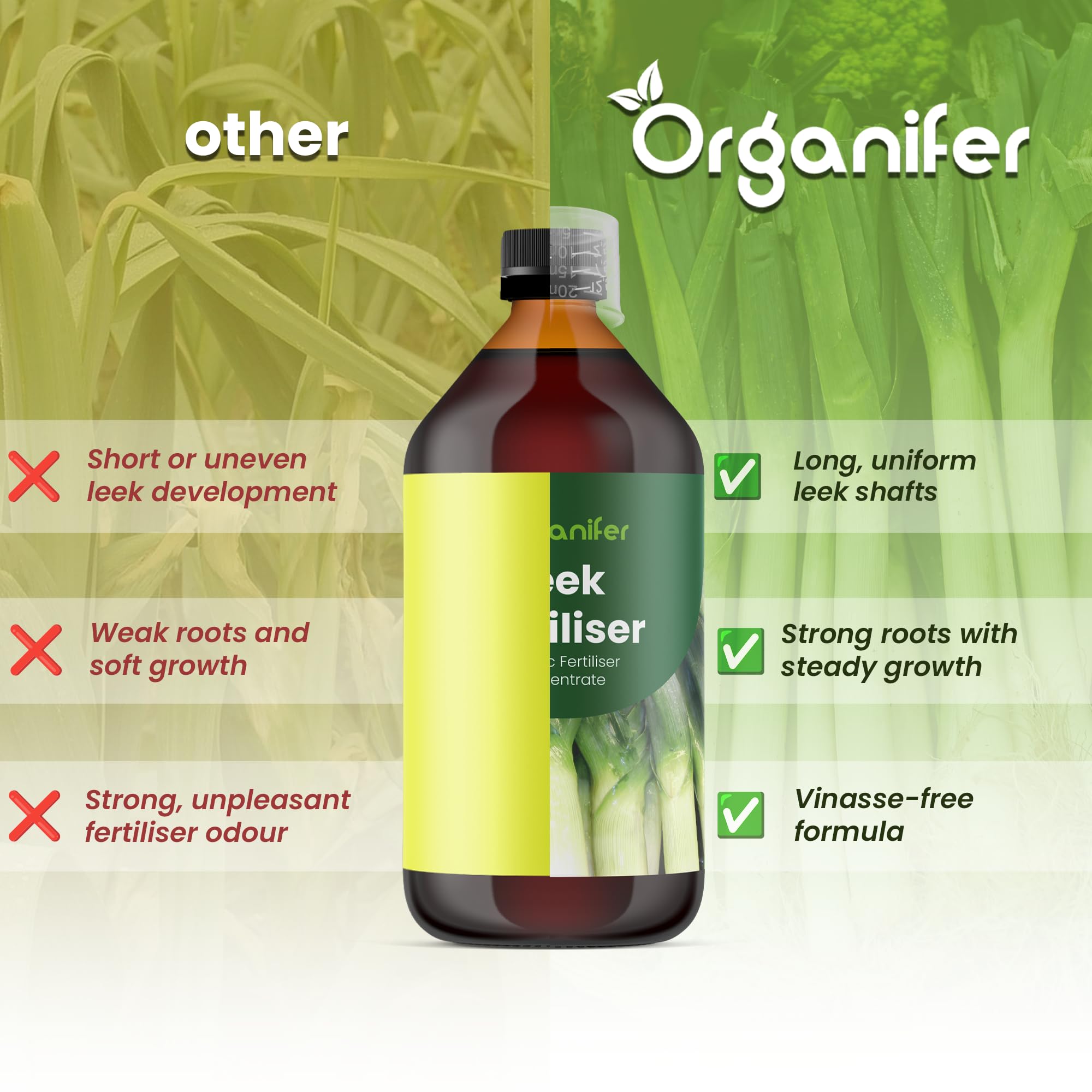 Engrais liquide organique 1L pour Poireau – croissance optimale et feuillage luxuriant – Organifer
