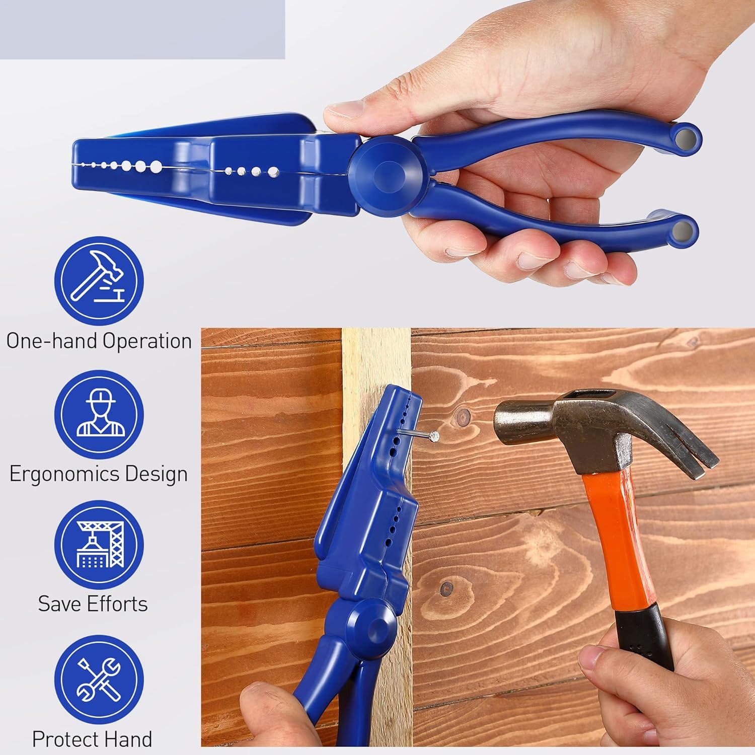 Pinze Ausiliarie a Martello, Strumento Portachiodi, Pinze in Plastica, Pinze di Sicurezza, Chiodi Facili da Guidare, Tenere le Al Sicuro, Posizionare i Chiodi, Si Adatta a Chiodi Rotondi, Chiodi di