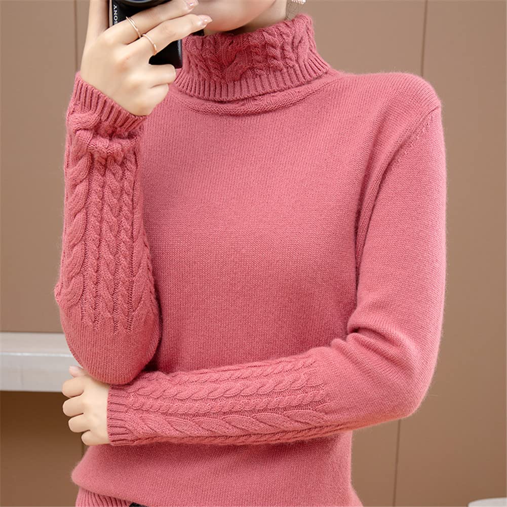 100% Kaschmir Pullover Damen Rollkragen Pullover Sweater Knopf Solide Strickpullover Tops