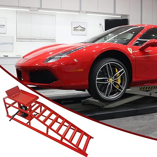 Miniatura 7 de 2PCS Auto Car Truck Service Rampas elevadoras, 10000lbs Heavy Duty Hydraulic Car Rampas Lift para reparación de automóviles