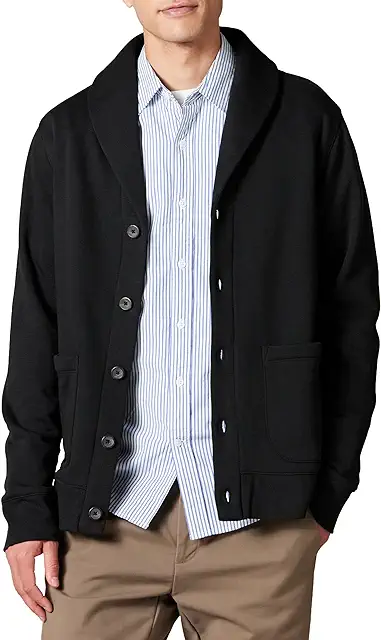 Herren Strickjacke aus Fleece mit Langen Ärmeln und Schalkragen - Cardigan med Krave Herre