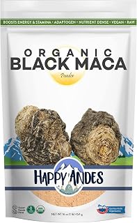 Organic Black Pure & Raw Maca Root Powder Non-GMO, USDA for Energy & Fitness, Performance & Mood for Men & Women, Gluten Free, Peruvian Superfood, Blue, 16 oz