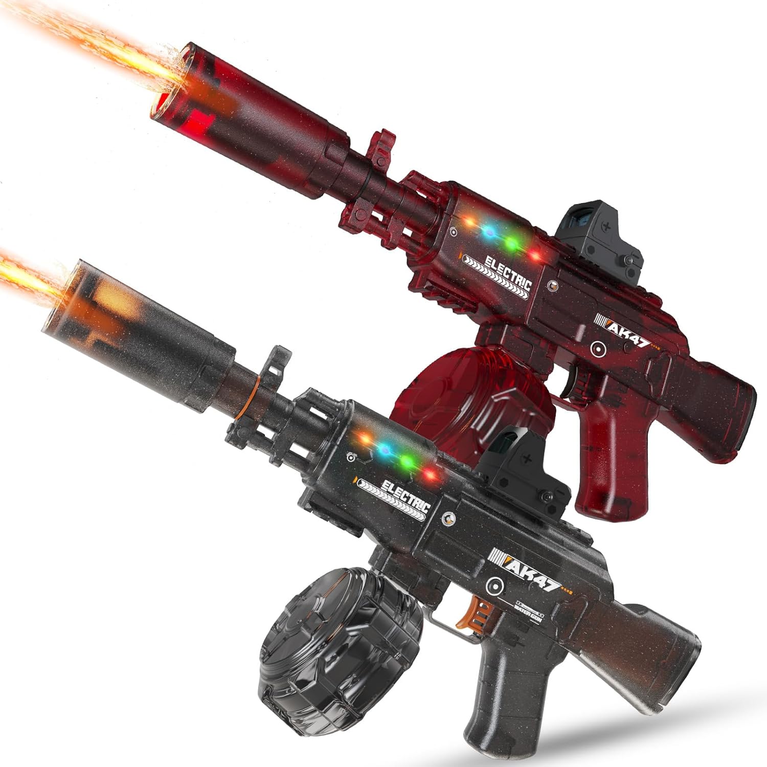 2 Pack Electric Water Gun for Adults & Kids with Colorful LED Light,Automatic Water Blaster Squirt Guns with Flashing Light,Range up to 32FT, Summer Outdoor Toy for Swimming Pool Beach Party