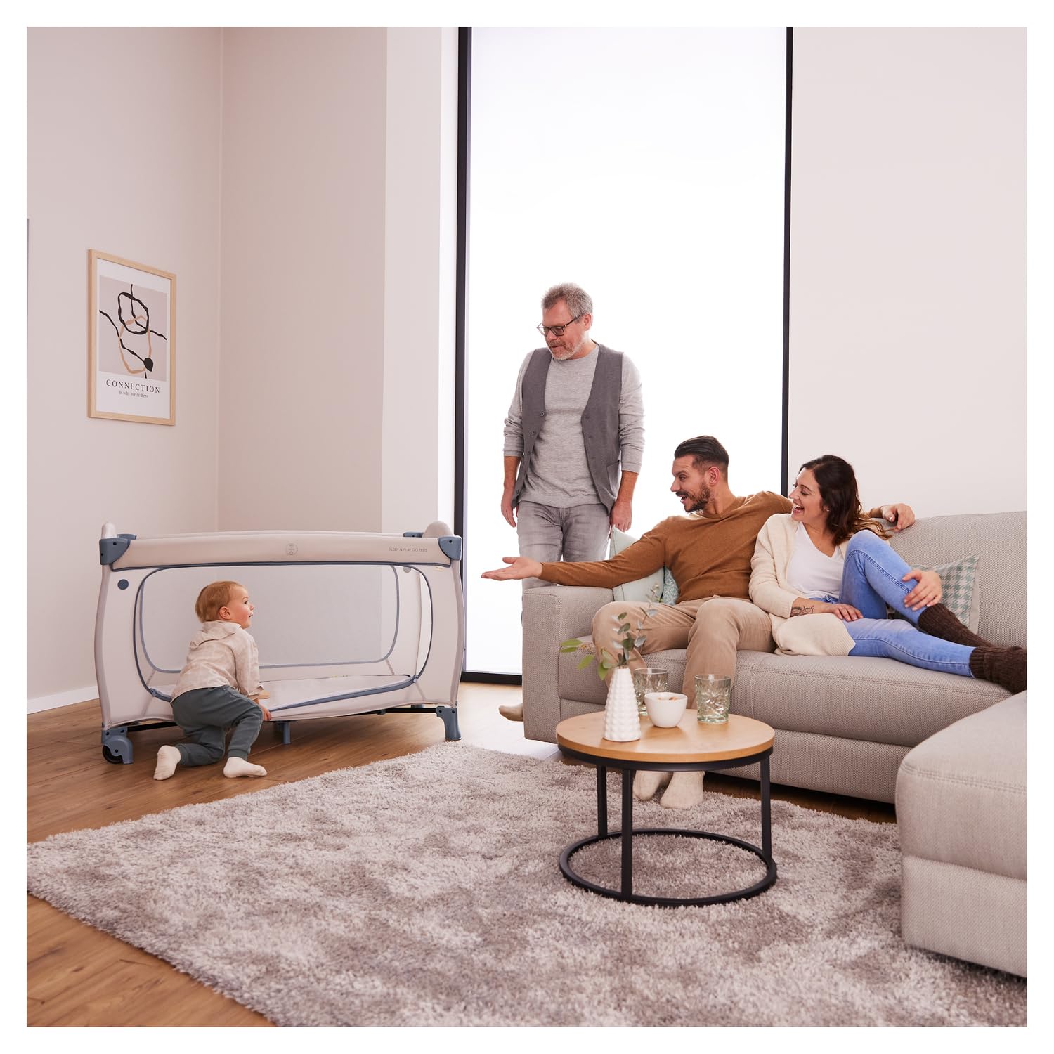 Hauck Sleep N Play Go Plus Łóżeczko Składane 120x60 do 15kg z Kołami - Dusty Blue