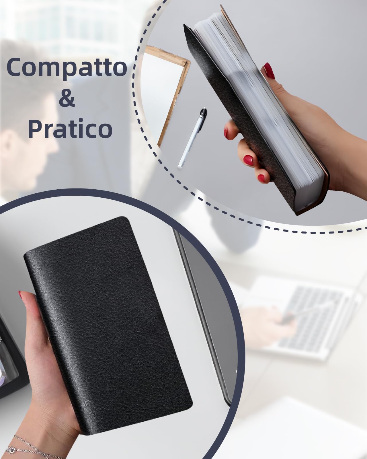 Zacro Porta Biglietti da Visita in PVC 240 Carte Portafoglio Porta Carte di Credito Nero