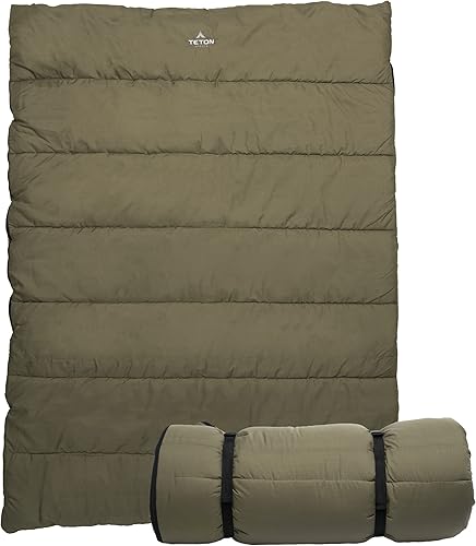 TETON Sports Evergreen Mammoth Double Sleeping Bag, 20F Cold-Weather Two-Person Bag & Outdoor Blanket with L-Zipper - Camping Accessory & Gear for