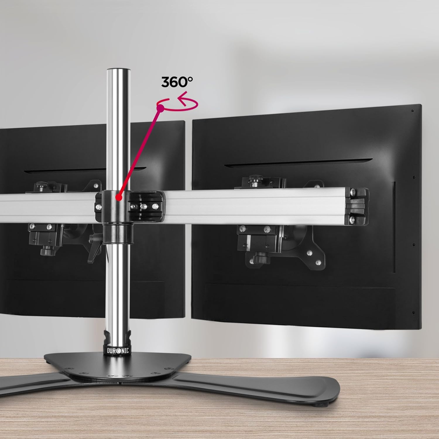 Duronic Monitor Arm Stand DM752 | Dual Freestanding PC Desk Mount | Black | Height Adjustable | for Two 15-24 inch LED LCD Screens | VESA 75/100 | 17.6lbs Capacity | Tilt -15°/+15° Rotate 360°