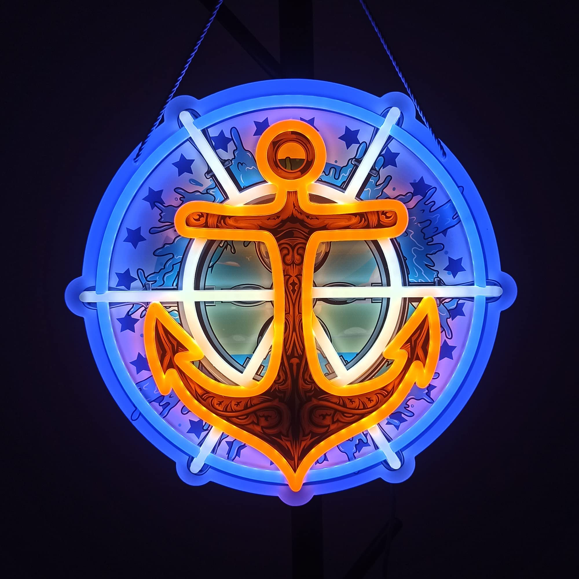 ASIUXIRS 13x13 inch Captain Neon Sign Art Wall Lights for Beer Bar Club Bedroom Hotel Pub Cafe Wedding Birthday Party Gifts