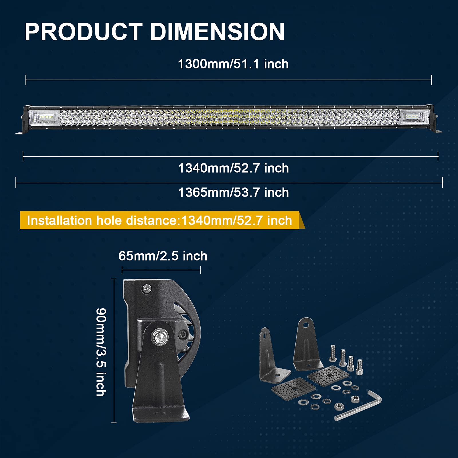 Snapklik.com : SKYWORLD 52 Inch Led Light Bar Straight 675W Tri-Row Led ...