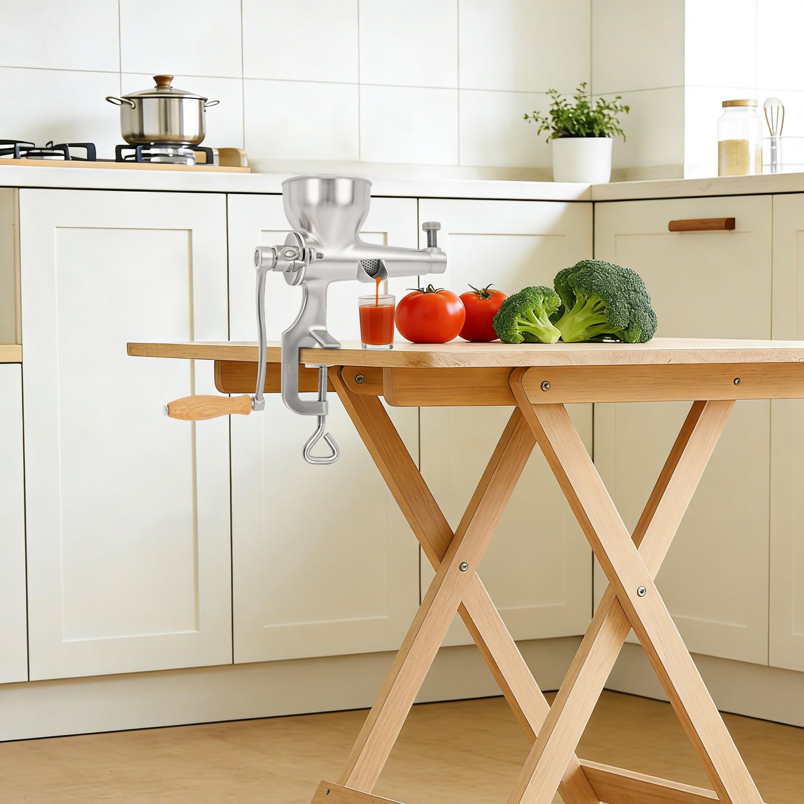 Prensa de cítricos manual, extractor de jugos de frutas y verduras, prensa de jugo inoxidable 304, hogar y restaurante, antideslizante, borde liso, plata