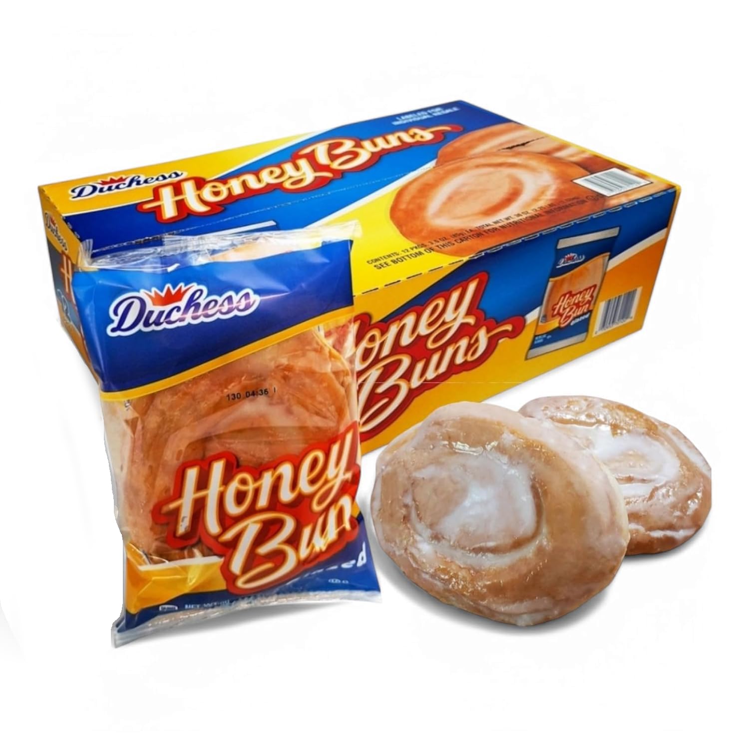 Honey Buns – 3oz Individually Wrapped Pastries (12 Count Box) | Sweet Glazed Snack Cakes | Soft, Moist & Delicious Breakfast Treats or On-the-Go Snack.