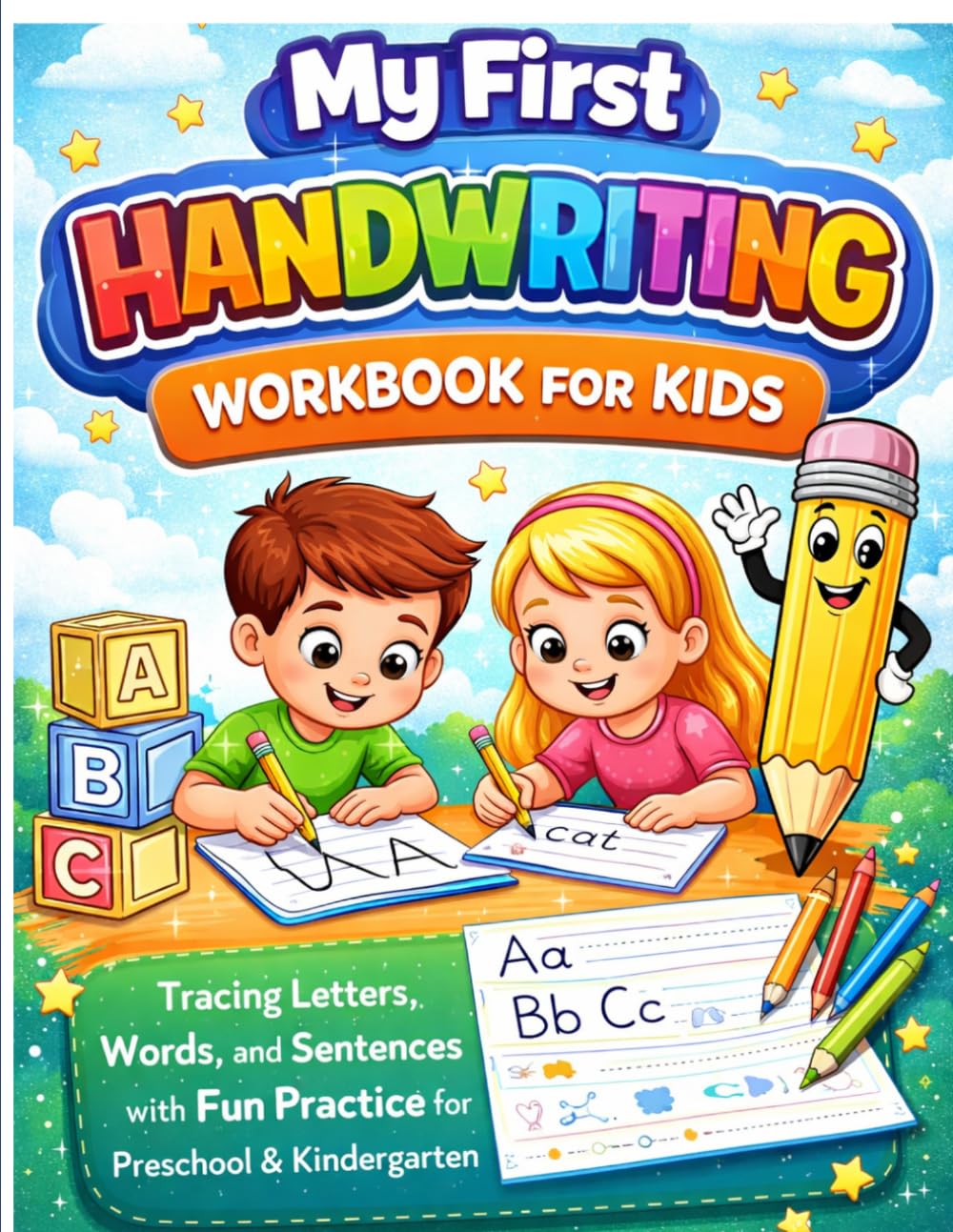 My First Handwriting Workbook for Kids: Tracing Letters, Words, and Sentences with Fun Practice for Preschool & Kindergarten