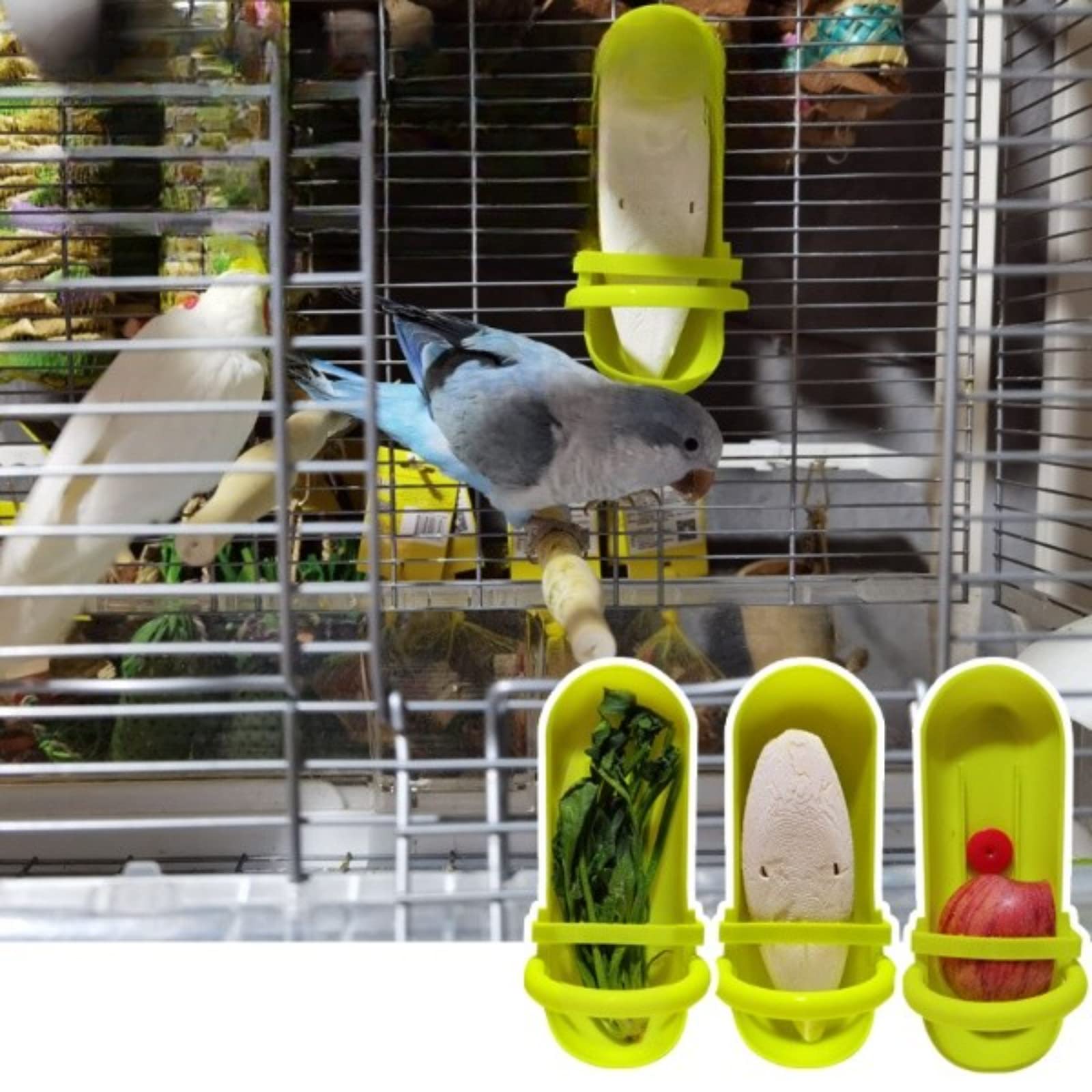 Bird Feeding Cup Rack Plastic Cuttlebone Holder Bird Cage Storage Bowl Stand Parrot Food Holder for Budgies Parakeet Cockatiel Conure Lovebird Color Randomly, Pack of 1(Without Cuttlebone) - image 4