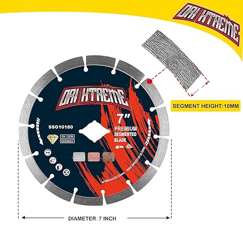 Vista 13 de Hoja de sierra de diamante de 10 pulgadas, 5 piezas, hoja segmentada de uso general para hormigón de corte seco/húmedo, mampostería, ladrillo