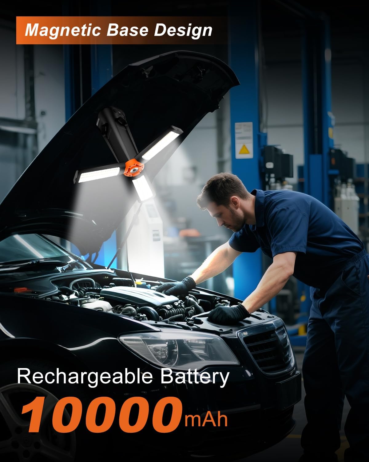 Camping Light with Stand 85.9 Rechargeable Cordless 5500 High Lumens LED Work Light, 10000mAh Solar Magnetic Waterproof Emergency, Dimmable Camping Essentials Gear with Detachable Tripod