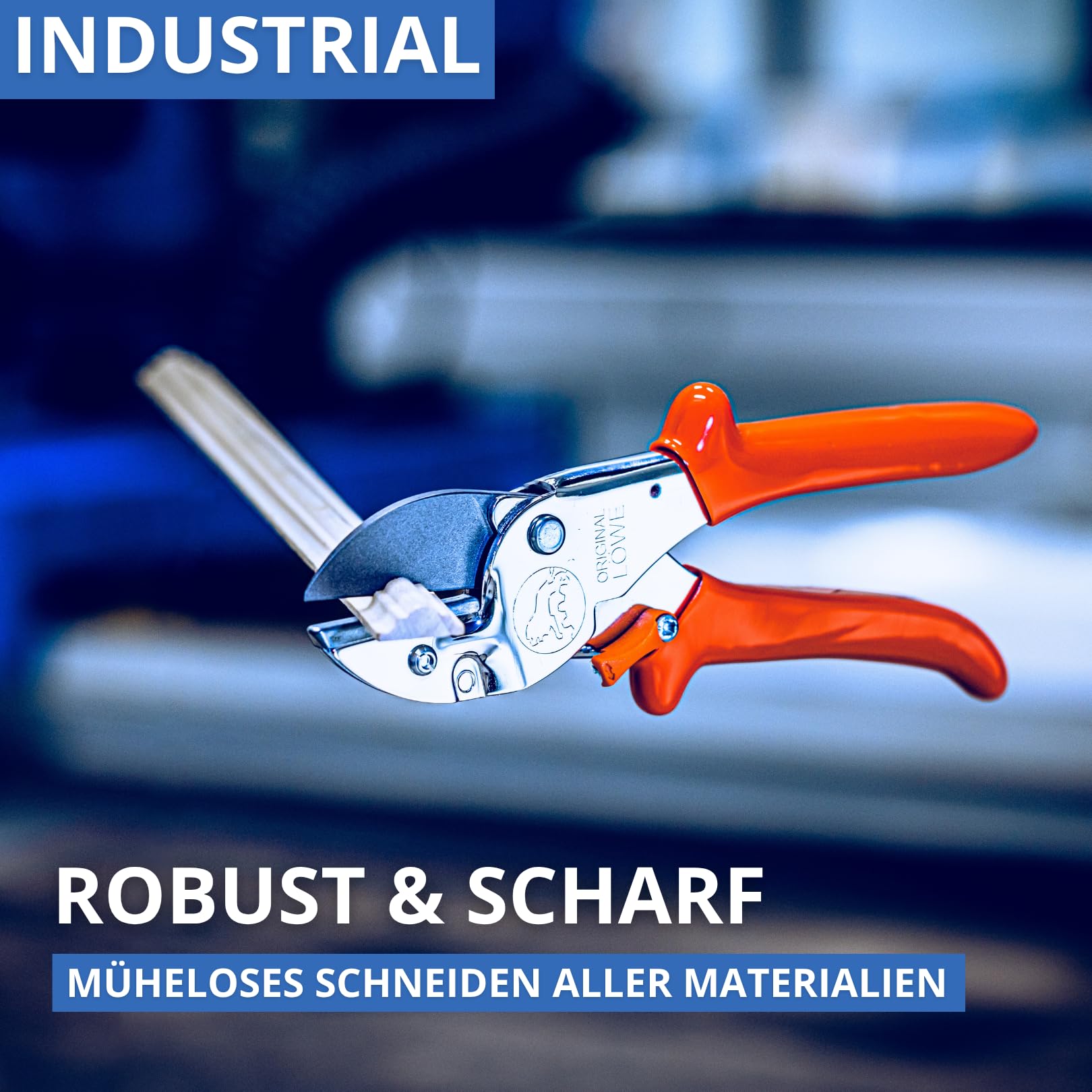 Original LÖWE 1.105 Profi Universal Amboss-Schere - antihaftbeschichtete Stahlklinge 40 mm Schnittlänge - vielseitig einsetzbare Schere in Industrie & Handwerk f. Holz Kunststoff Gummi Leder Metall