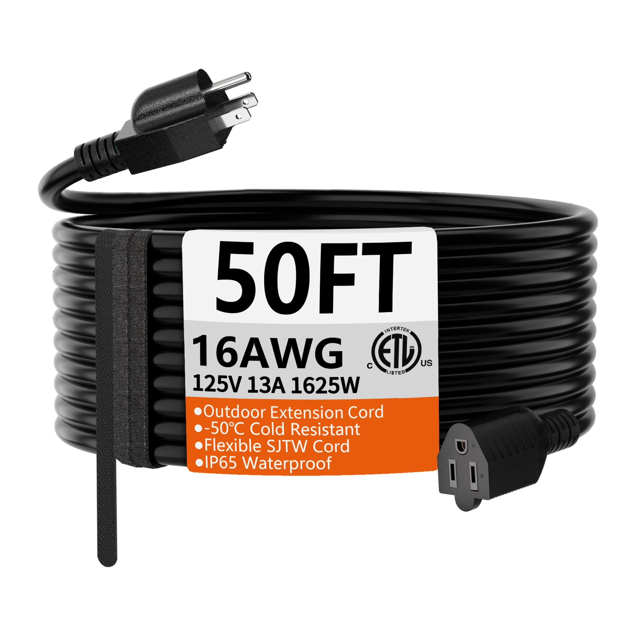 線路 約50cm HUANCHAIN 50 FT 16 Gauge Black Indoor Outdoor Extension Cord